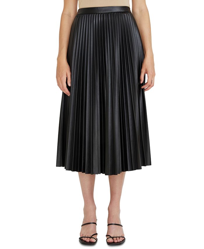 Lucy Paris Faux-Leather Pleated Skirt - Macy's