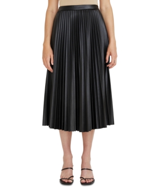 LUCY PARIS FAUX-LEATHER PLEATED SKIRT