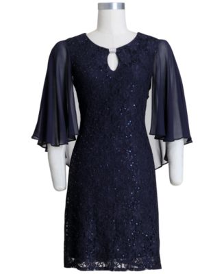 Connected Embellished Capelet Sheath Dress - Macy's