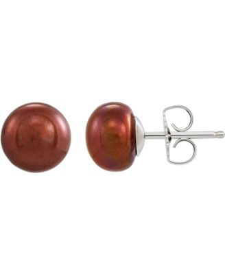 Giani Bernini - Chocolate Cultured Freshwater Pearl (8-9mm) Stud Earrings