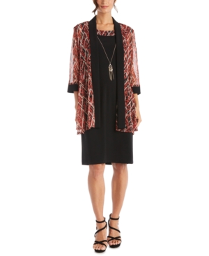 R & M Richards Petite Printed Jacket & Necklace Dress