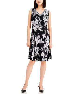 JM Collection Petite Embellished Printed A-Line Dress, Created for Macy ...
