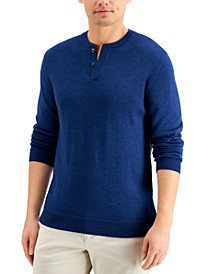 Men's Merino Solid Henley Sweater, Created for Macy's