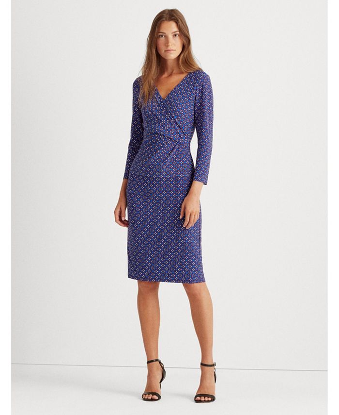 Lauren Ralph Lauren Tile-Print Surplice Jersey Dress - Macy's