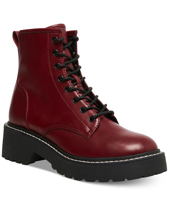 Madden Girl Carra Lace-Up Lug Sole Combat Boots - Macy's