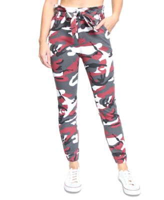Almost Famous - Juniors' Camo-Print Paperbag-Waist Jogger Jeans