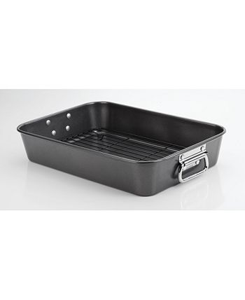 T-fal t-fal, ultimate hard anodized, nonstick 16 in. x 13 in. roaster with  rack, black, , 16 inch x 13 inch, grey