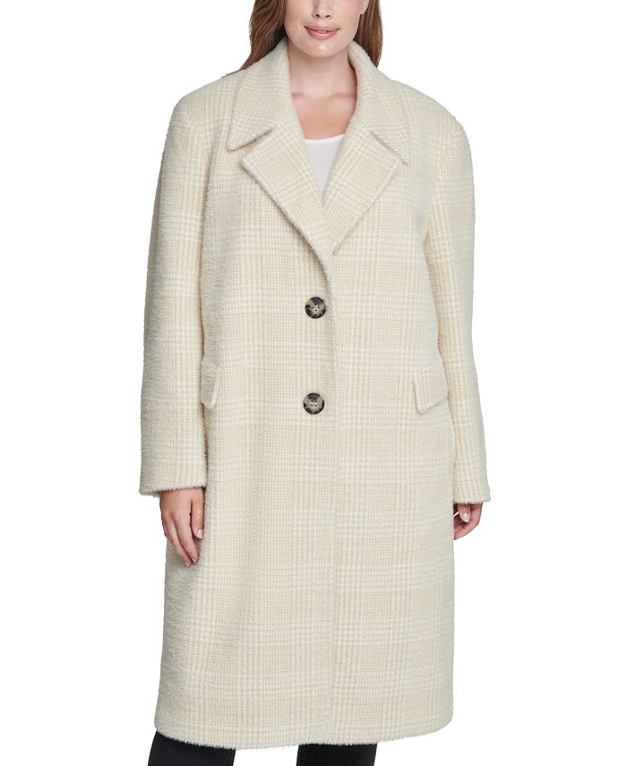 Calvin Klein Plus Size Plaid Walker Coat - Macy's