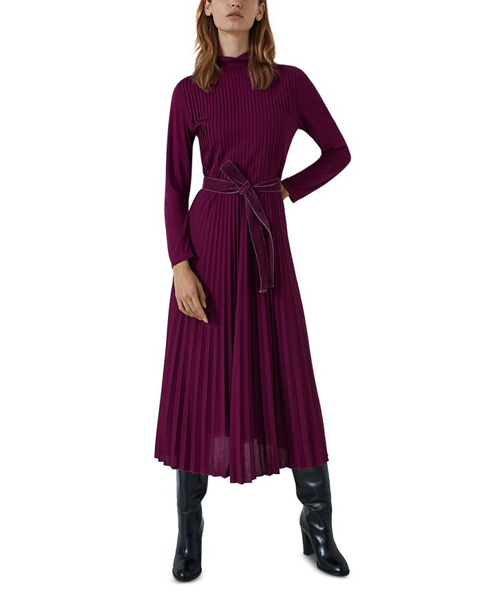 Marella Pleated Tie-Waist Turtleneck Dress & Reviews - Dresses - Women ...