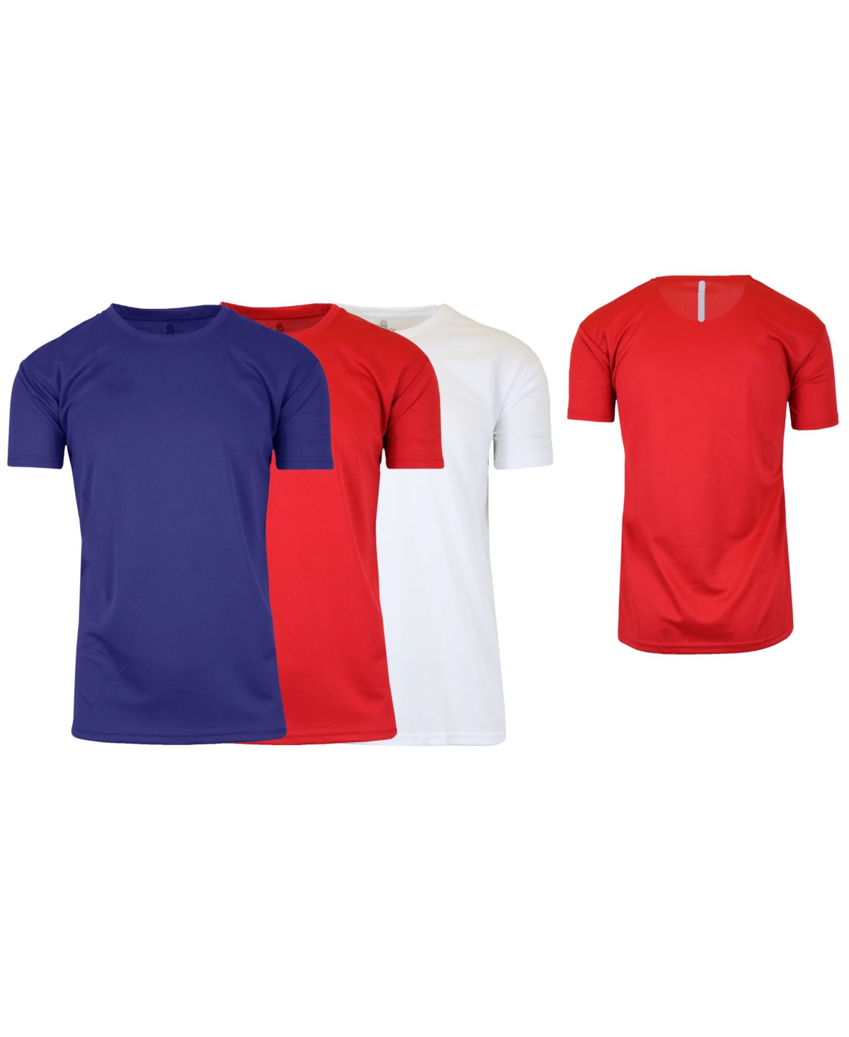 Galaxy By Harvic Men's Short Sleeve Moisture-Wicking Quick Dry Performance Tee, Pack of 3 -Red/White