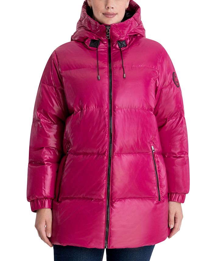 Michael Kors Plus Size Oversized High-Shine Hooded Down Puffer Coat &  Reviews - Coats & Jackets - Plus Sizes - Macy's