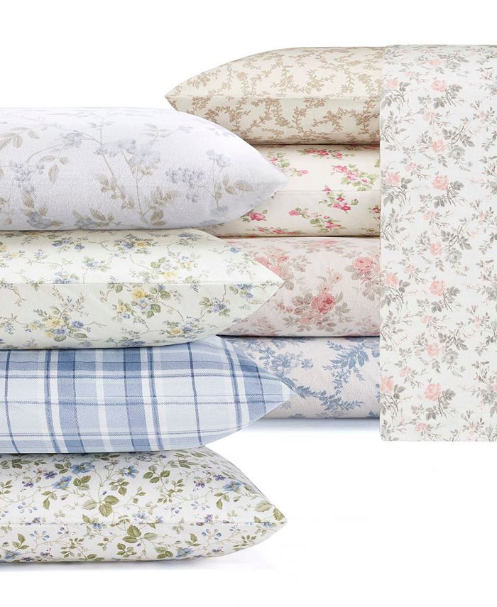 Laura Ashley Fawna Cotton Flannel 4 Piece Sheet Set, Full Macy's
