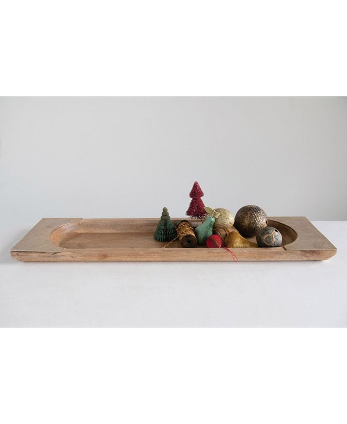 CREATIVE COOP INC Rectangle Mango Wood Hammered Metal Tray Macy's