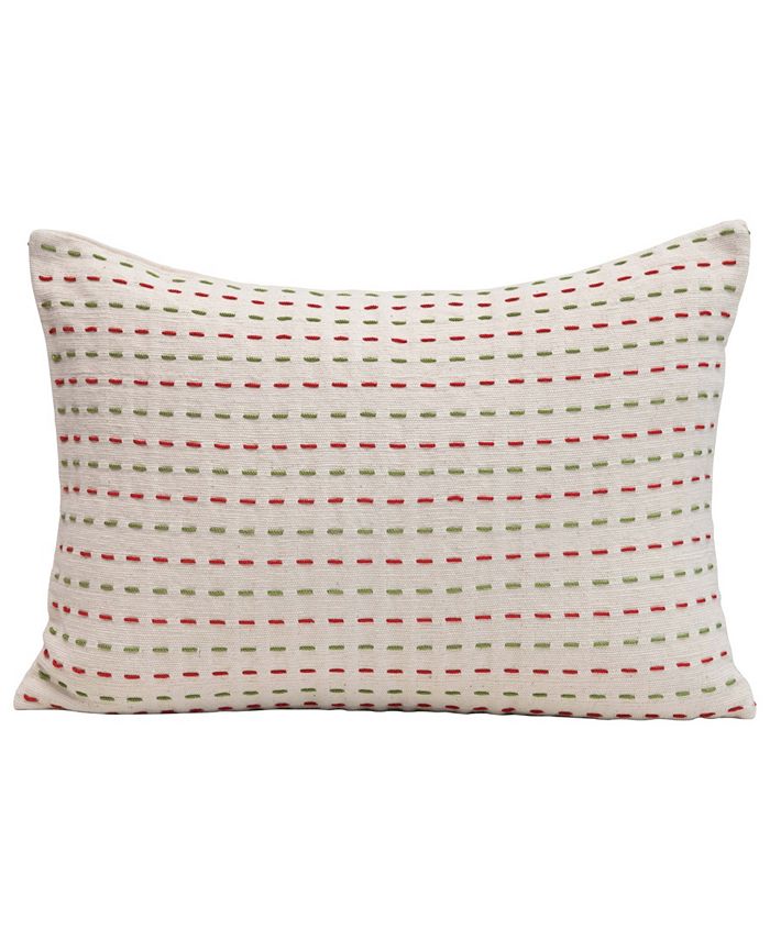 CREATIVE COOP INC Rectangle Cotton Woven Pillow with Kantha Stitch, 20