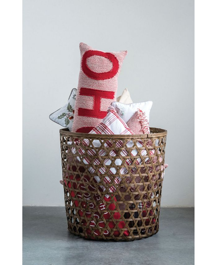 CREATIVE COOP INC 36" Cotton Woven Lumbar Pillow with Appliqued "Ho Ho