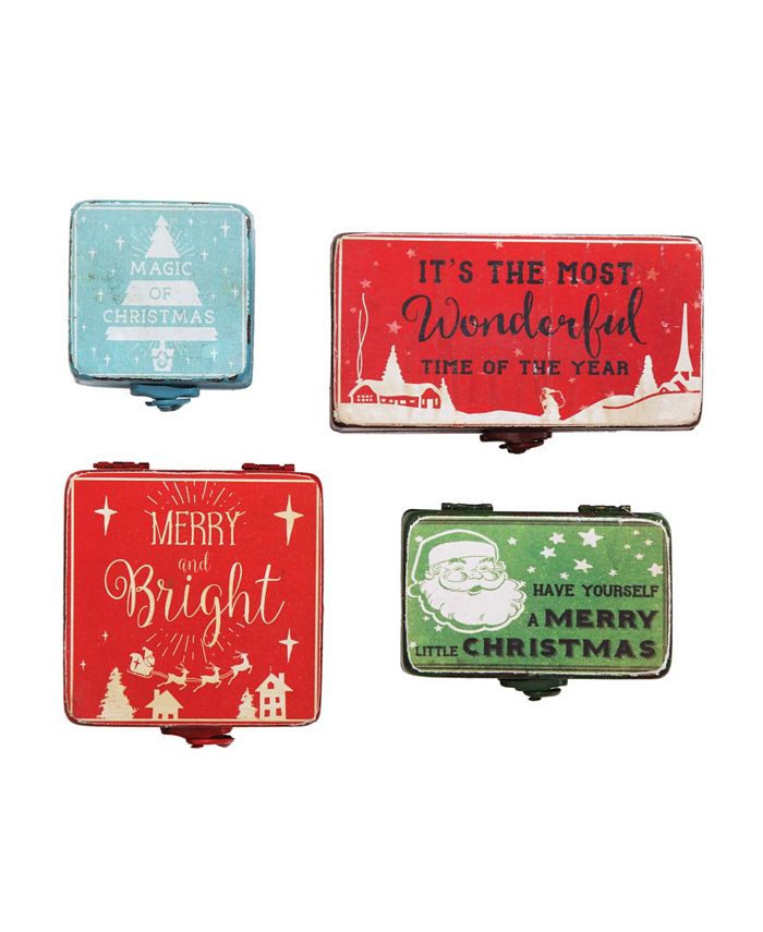 CREATIVE COOP INC Decorative Metal Christmas Boxes with Individual