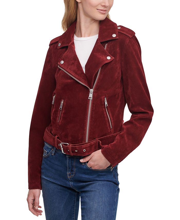 Levi's Women's Belted Faux Suede Moto Jacket & Reviews - Jackets & Blazers  - Women - Macy's