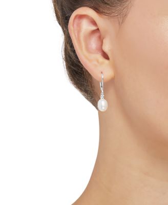 Cultured Freshwater Pearl Earrings (8mm) in 10k Gold & White Gold