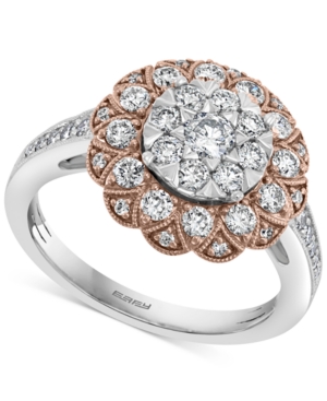 image of Effy Diamond Cluster Statement Ring (1 ct. t.w.) in 14k Rose & White Gold