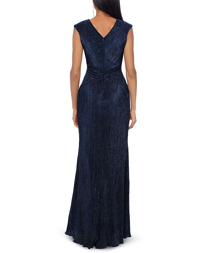 XSCAPE Ruched Glitter Gown - Macy's