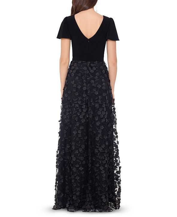 xscape raised floral gown