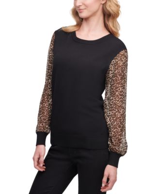 dkny sheer sleeve sweater