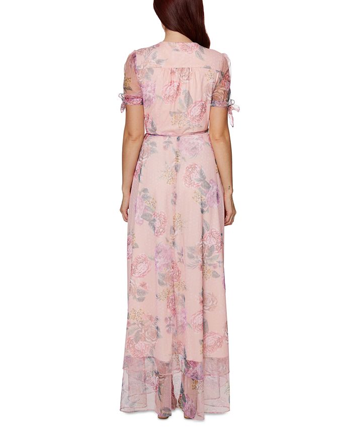 Betsey Johnson Floral-Print Faux-Wrap Maxi Dress - Macy's