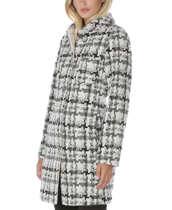 Laundry By Shelli Segal Women's Single Breasted Belted Walker Coat Black Size Small