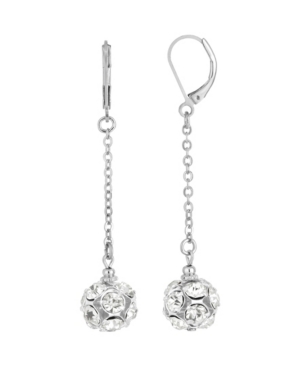 image of 2028 Silver-Tone Crystal Fireball Linear Drop Earring