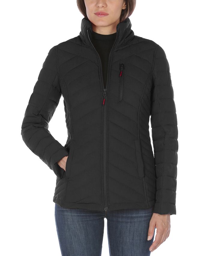 Nautica Women's Hooded Stretch Packable Puffer Coat, Created for Macy's
