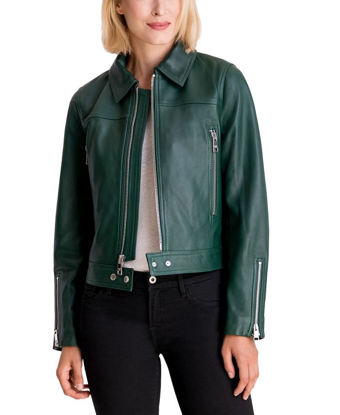 Michael Kors Women's Leather Moto Coat & Reviews - Coats & Jackets - Women  - Macy's