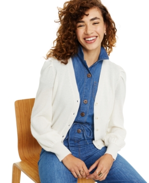 Charter Club Petite Cashmere Balloon-Sleeve Cardigan Created For Macy's