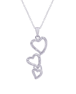 image of Macy-s Diamond Accent Silver-plated Triple Heart Pendant Necklace