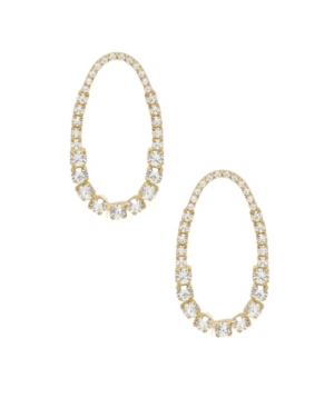 image of Ettika 18K Gold Shine Far Oval Crystal Women-s Earrings