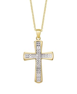 Macy's Diamond Accent Gold-plated Cross Pendant Necklace & Reviews ...