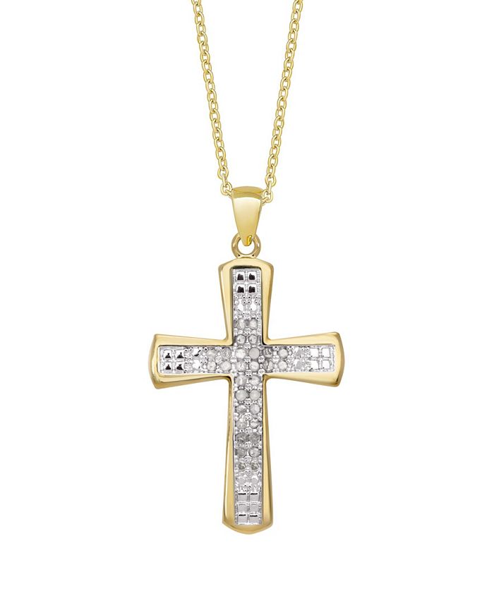 Macy's Diamond Accent Gold-plated Cross Pendant Necklace - Macy's
