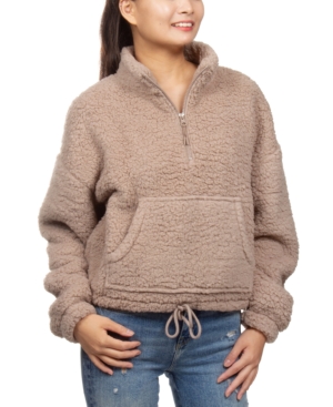 image of Hippie Rose Juniors- Sherpa Quarter-Zip Top