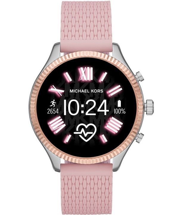 Michael Kors Women's Gen 5 Lexington Pink Silicone Smartwatch 44mm ...