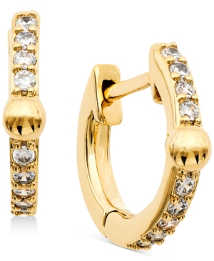 image of Ava Nadri Extra-Small Cubic Zirconia & Bead Huggie Hoop Earrings, 0.37