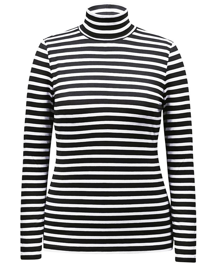 Style & Co Petite Striped Turtleneck Top, Created for Macy's - Macy's