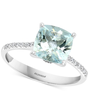 image of Effy Aquamarine (1-7/8 ct. tw.) & Diamond (1/8 ct. t.w.) Ring in 14k White Gold