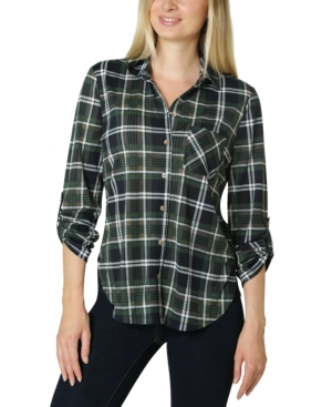 image of Polly & Esther Juniors- Roll-Sleeve Plaid Shirt