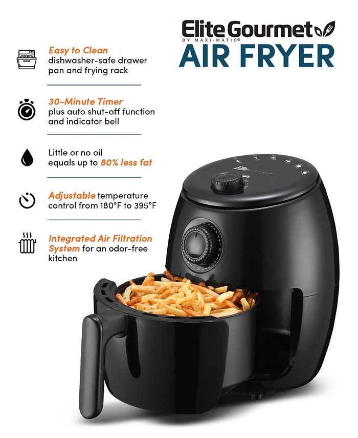 Elite Gourmet 2.1Qt. Compact Electric Hot Air Fryer with Timer