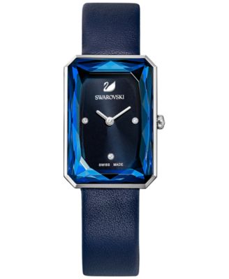 Swarovski - Women's Swiss Uptown Blue Leather Strap Watch 35mm