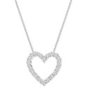 Macy's 18" Women's Diamond Heart Pendant Sterling Silver Necklace