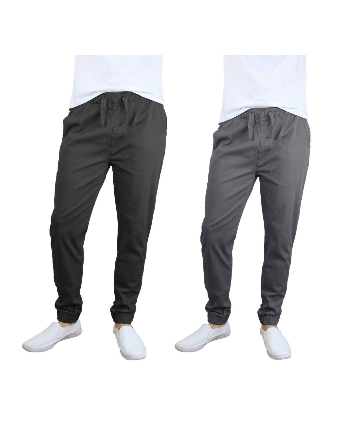 Мужские брюки Galaxy By Harvic Basic Stretch Twill Joggers, Pack of 2, цвет: Чёрный / Коричневый — фото 15