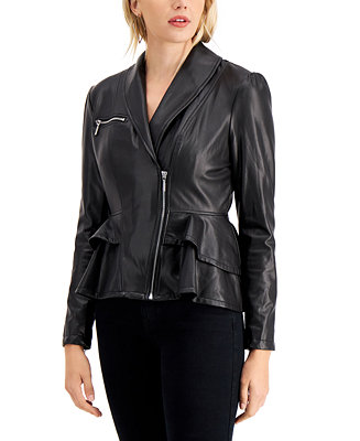 GUESS Westlynn Faux-Leather Peplum Jacket & Reviews - Jackets & Blazers ...