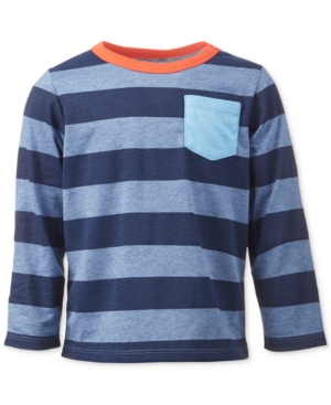 image of First Impressions Baby Boys Tonal Blue Rugby Tee, Created for Macy-s