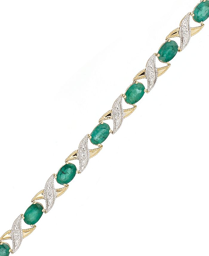 Macy's 10k Gold Bracelet, Emerald (5 ct. t.w.) and Diamond Accent XO ...