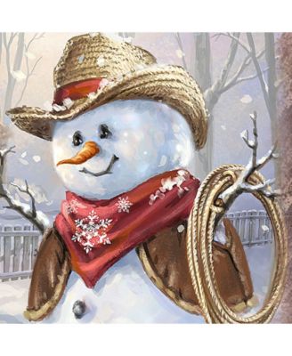 by Dona Gelsinger Cowboy Snowman Wooden Block